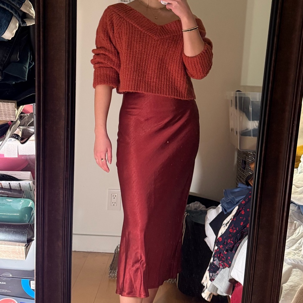 Anthropologie Deep Red Knit Set